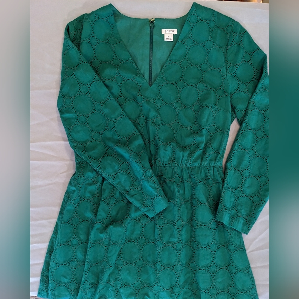 J Crew green eyelet circle dress. Women's size 6